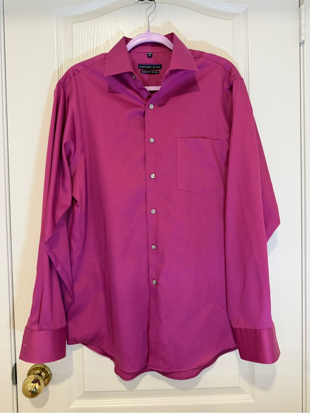 Geoffrey Beene Men’s 16 34/35 Magenta No Iron Classic Fit Dress Shirt